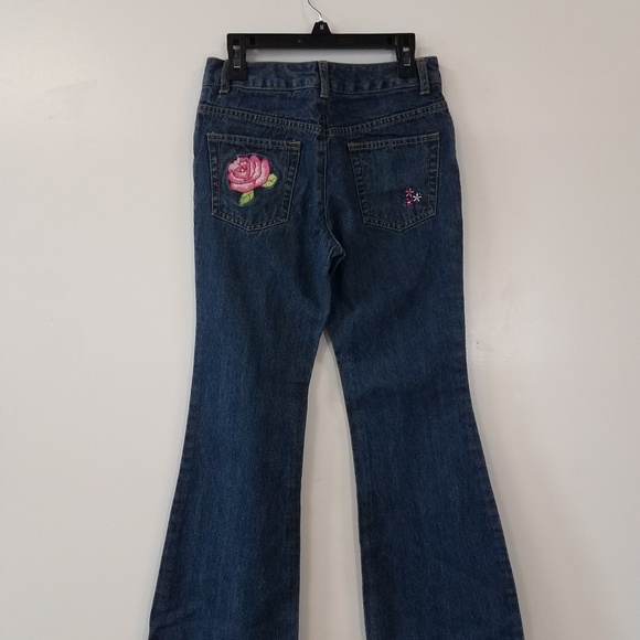 Lands End Bootcut Embroidered Rose Jeans Girls 10 - Picture 1 of 8